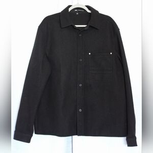 Zara Men’s XL Black Shirt Jacket Button Up Lightweight Shacket